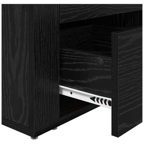Armadio da Notte Rovere nero 50 x 36 x 60 cm Legno multistrato - Foto 9