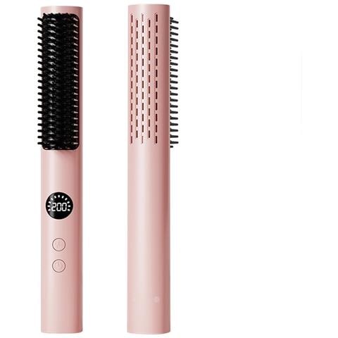 Spazzola Elettrica Lisciante Per Capelli: Temperatura Regolabile, Voltaggio Universale 110-230v Pink - Foto 1