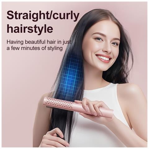 Spazzola Elettrica Lisciante Per Capelli: Temperatura Regolabile, Voltaggio Universale 110-230v Pink - Foto 7