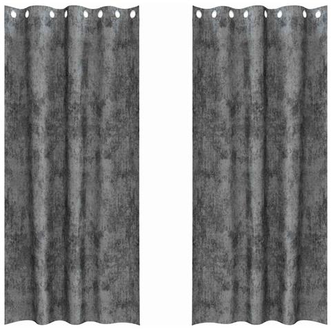 Tenda con tende 2 pcs Grigio 260 x 140 cm Velluto - Foto 1