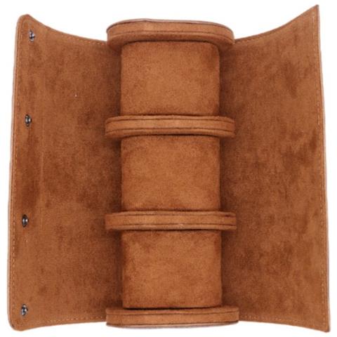 Custodia Porta Orologi In Pelle Pu Grana Litchi A 3 Scomparti - Custodia Da Viaggio Portatile Brown - Foto 3