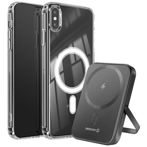 Pacchetto Magsafe Iphone Xs Max Con Custodia Bimateriale E Powerbank Da 5000 Mah, Trasparente - Foto 1