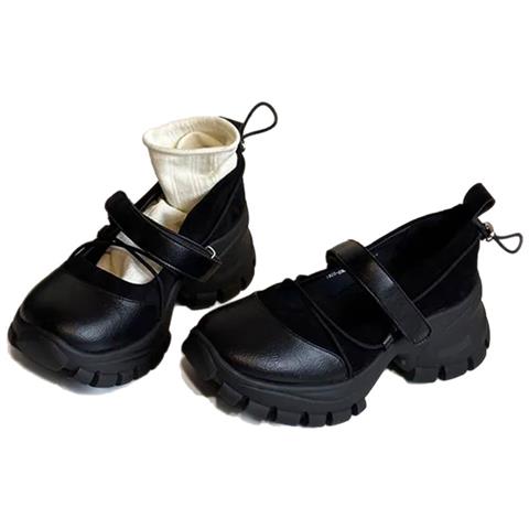 Scarpe Platform Mary Jane - Scarpe Sportive Retro Con Suola Spessa E Tacco Nascosto Black 40 - Foto 1