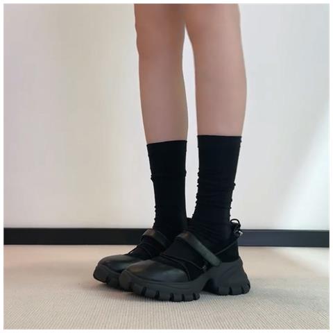 Scarpe Platform Mary Jane - Scarpe Sportive Retro Con Suola Spessa E Tacco Nascosto Black 40 - Foto 4