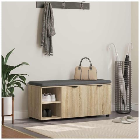 Panca per ingresso con cuscino Rovere Sonoma 100 x 38 x 46 cm - Foto 2