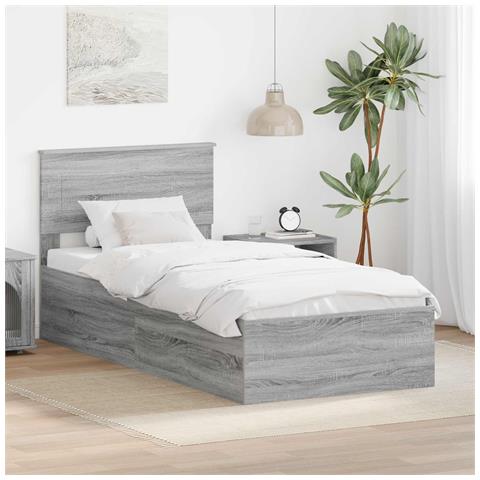 Struttura del letto con testiera Grigio Sonoma 100 x 200 cm - Foto 2