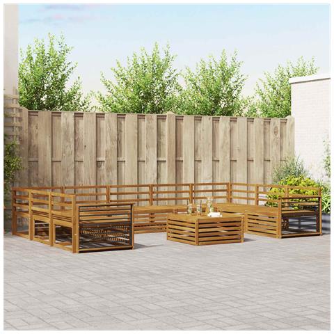 Set divani 10 pcs Naturale Legno di Acacia Massello - Foto 2