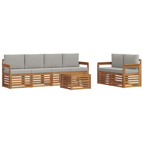 Set divani con cuscino 7 pcs Grigio Naturale e Chiaro - Foto 1