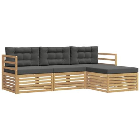 Set di divani da esterno 4 pcs Bianco e Antracite Poliestere - Foto 1