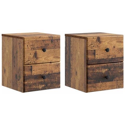 Mobiletto da notte a muro 2 pcs Legno antico 34,5 x 33 x 40 cm - Foto 1