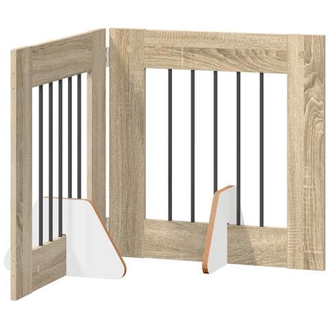 Cancello per cani pieghevole con supporti 2 pcs Rovere Sonoma - Foto 1