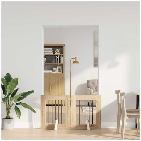 Cancello per cani pieghevole con supporti 2 pcs Rovere Sonoma - Foto 2