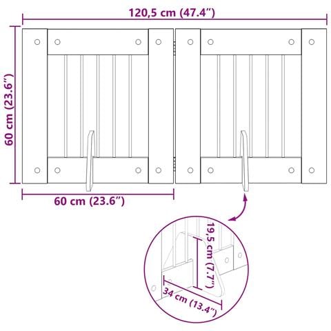 Cancello per cani pieghevole con supporti 2 pcs Rovere Sonoma - Foto 9
