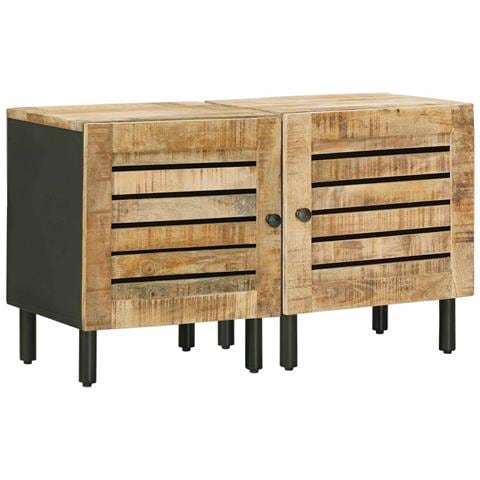 Comodino 2 pz Naturale 40 x 33 x 46 cm Legno di mango massello - Foto 1