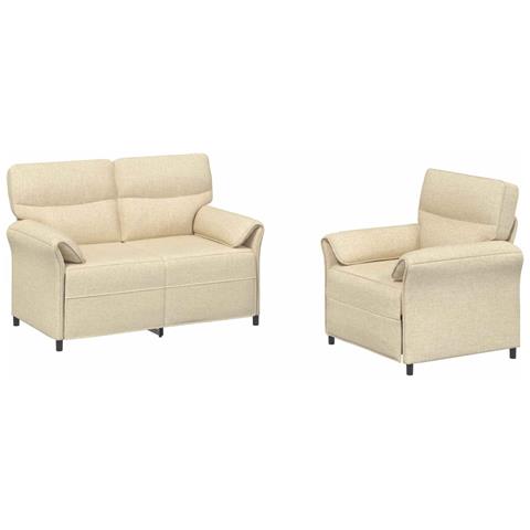 Set di divani 2 pz Crema Tessuto - Foto 1