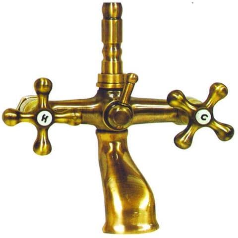 Rubinetto Miscelatore Per Vasca Da Bagno Con Doccetta Ottone Antico - Foto 2