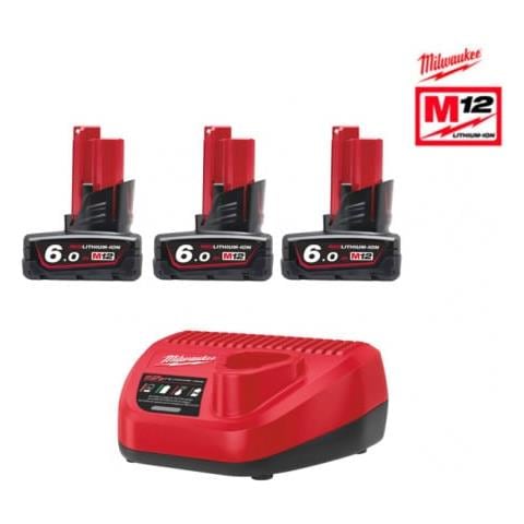 Confezione Da 3 Batterie Nrj M12 M12 6.0ah - Caricabatterie 4933459208 - Foto 2