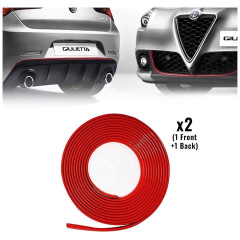Profilo Rosso Adesivo per Dam Paraurti Full Anteriore + Posteriore Alfa Giulietta con Biadesivo 3M APT - Foto 1