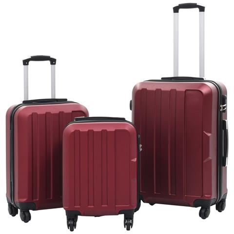 Set Trolley A Custodia Rigida 3 Pz Rosso Vino In Abs - Foto 1