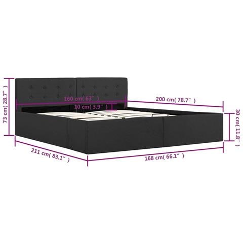 Giroletto Con Contenitore Grigio Scuro In Tessuto 160x200 Cm - Foto 10