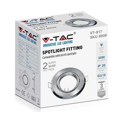 V-tac Vt-817 Portafaretti Da Incasso Orientabile Rotondo Metallo Nickel Satinato Per Lampadine Gu10-gu5.3 - Sku 8939 - Foto 1