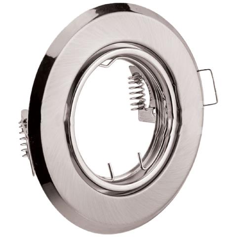 V-tac Vt-817 Portafaretti Da Incasso Orientabile Rotondo Metallo Nickel Satinato Per Lampadine Gu10-gu5.3 - Sku 8939 - Foto 2