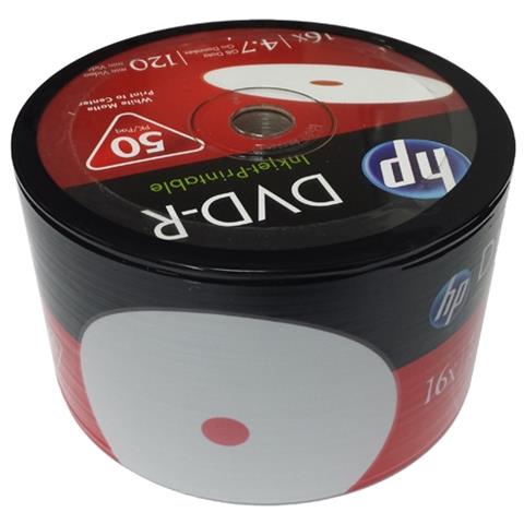 50 PZ DVD-R HP 16X 4,7GB 120 MIN. INK-JET PRINTABLE - Foto 3