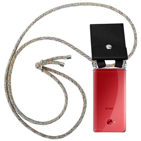 Catena Di Telefoni Cellulari Compatibile Con Asus Zenfone 4 Selfie Pro In Rainbow - Coperchio Protettivo In Silicone Con Anelli D'argento, Cinturino In Corda E Custodia Staccabile - Foto 1