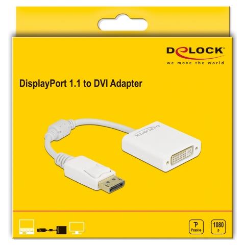 Adattatore DisplayPort 1.1 maschio a DVI femmina passivo bianco - Foto 2