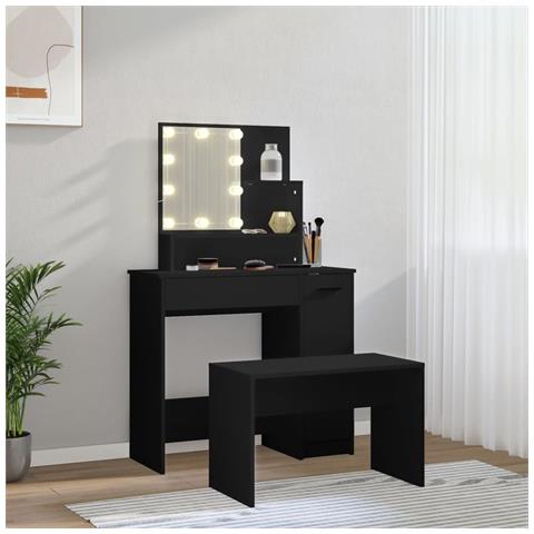 Set Tavolo Da Toeletta Con Led Nero In Legno Multistrato - Foto 10