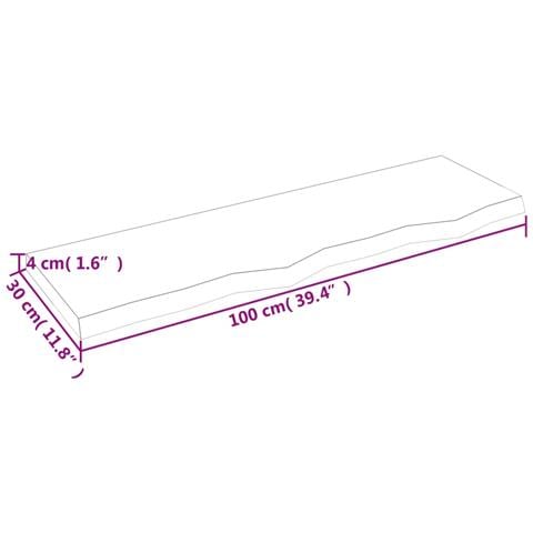 Piano Bagno Marrone 100x30x (2-4) cm Legno Massello Trattato - Foto 7