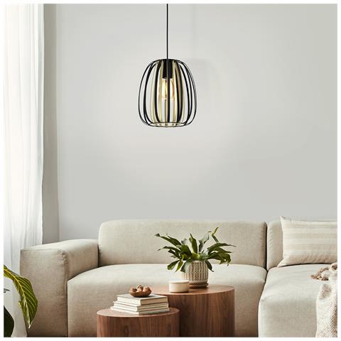 Lampadario Contemporaneo Encinitos Piccolo 1 Luce Acciaio Nero E Oro - Foto 3