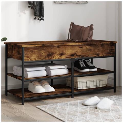 Panca Porta Scarpe Rovere Fumo 100x42,5x50 Cm Legno Multistrato - Foto 1
