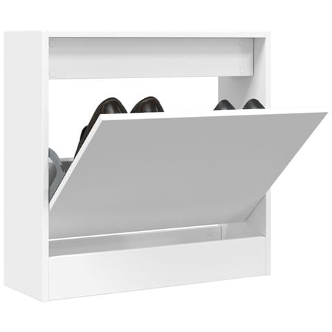 Scarpiera Bianca 60x21x57 Cm In Legno Multistrato - Foto 1
