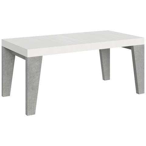 Tavolo Allungabile 90x180/284 Cm Naxy Mix Piano Bianco Frassino - Gambe Noce - Bianco Frassino /cemento - Foto 5