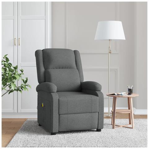 Poltrona Massaggiante Grigio Scuro In Tessuto - Foto 1