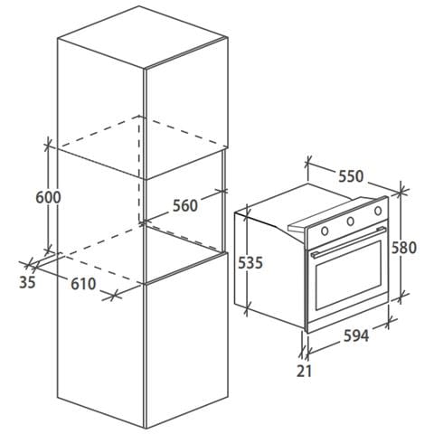 Forno da Incasso OCGE02TX CLASSE A+ Capacita 60 LITRI 5 Funzione 5 Colore Bianco Materiale Acciaio Inox - Foto 3
