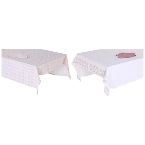 Tovaglia E Tovaglioli Dkd Home Decor 150 X 150 X 0,5 Cm Rosa Bianco (2 Unità) - Foto 1