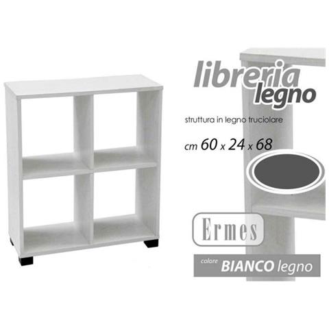 Trade Shop - Mobile Libreria Ermes Scaffale Basso 4 Scomparti Legno Bianco 60x24x68cm 715624 - Foto 1