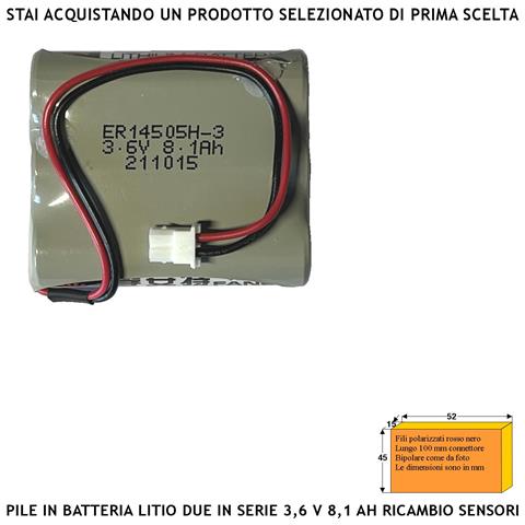 Pile Litio Non Ricaricabili Pacco 3 Er14505h In Batteria Uscita 3,6 V 8,1 Ah Connettore Polarizzato Ricambio Sirena Se - Foto 1