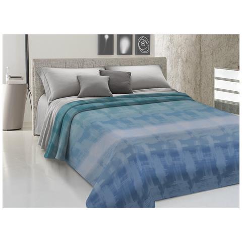 Copriletto Piquet Primavera Estate 100% Cotone Disegno Arcobaleno Piazza E Mezza Blu - Foto 1