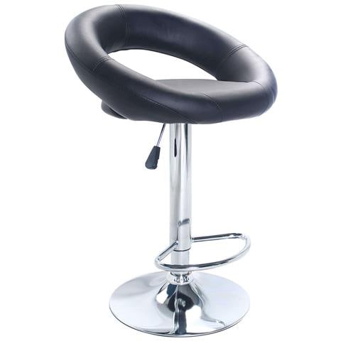 Sgabello Girevole Da Interno Con Seduta In Ecopelle Torino - Black - Foto 1