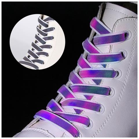 Lacci Per Scarpe Laser Riflettenti 2 Paia Black+white M - Foto 2