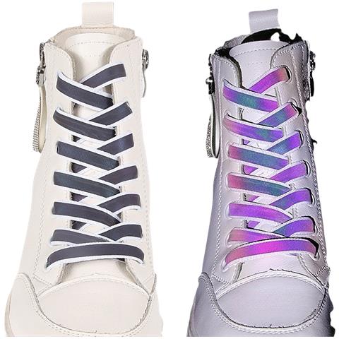 Lacci Per Scarpe Laser Riflettenti 2 Paia Black+white M - Foto 1