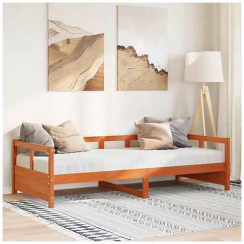 Dormeuse Con Materasso Marrone 90x200 Cm Legno Massello Di Pino - Foto 1