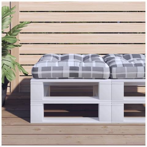 Cuscino Per Pallet Motivo A Quadri Grigi 50x50x12 Cm In Tessuto - Foto 1