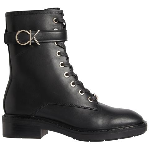 Rubber Sole Combat Boot W Hw Stivaletti Pelle Scarpe Donna Nero Eu 36, Hw0hw01254 Bax - Foto 1