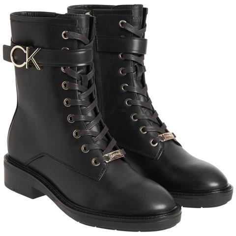 Rubber Sole Combat Boot W Hw Stivaletti Pelle Scarpe Donna Nero Eu 36, Hw0hw01254 Bax - Foto 2