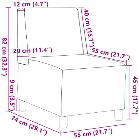 Divano Sedia Grigio Scuro 55 cm in Tessuto - Foto 8