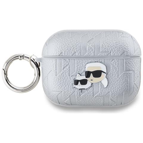 Custodia Per Airpods Pro 2 Con Design A Rilievo Karl E Choupette, Argento - Foto 1